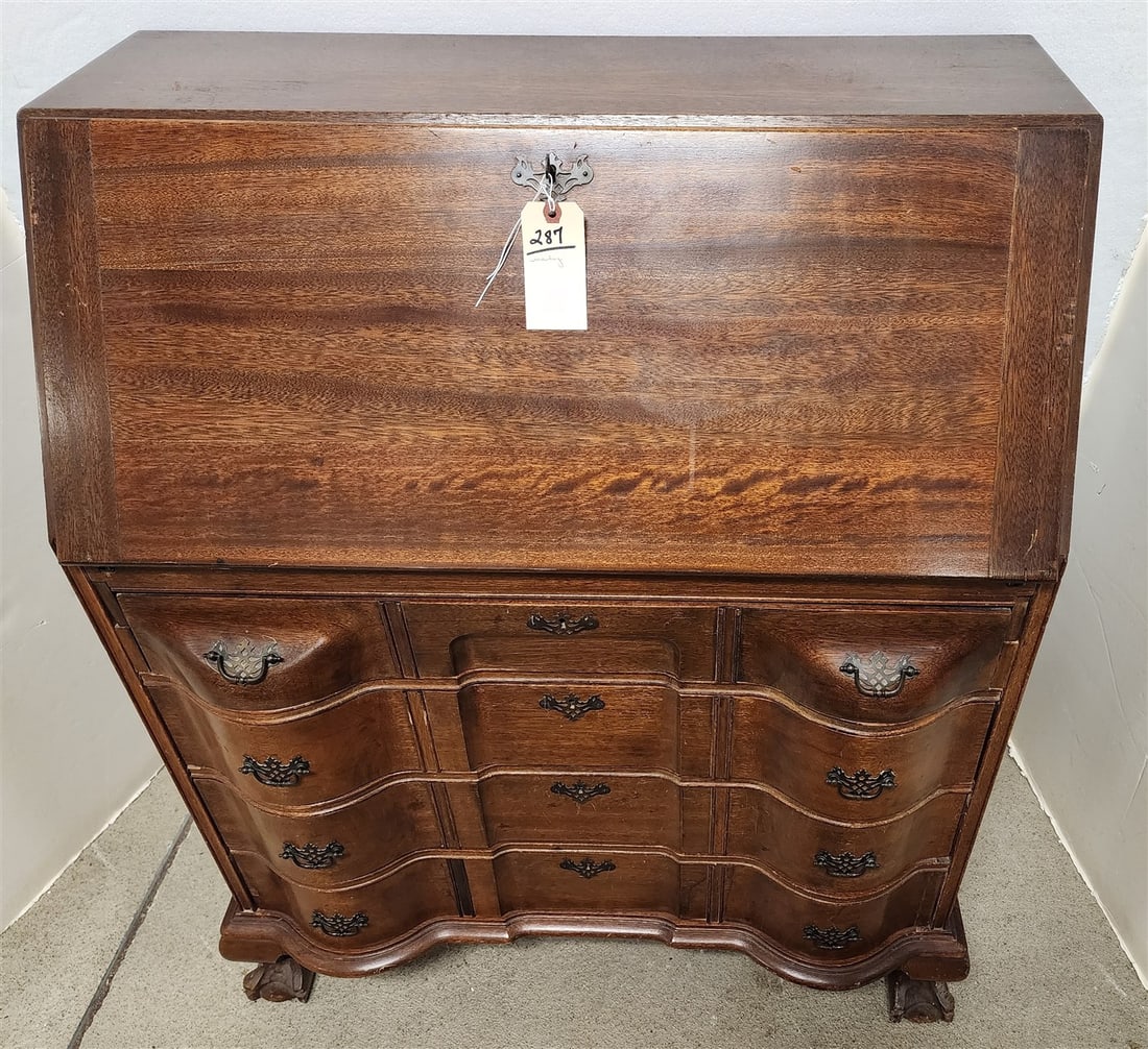 Mahogany Chippendale Style Slant Front Desk 41 1/2" H X 33" W X 17" D (1 of 5)