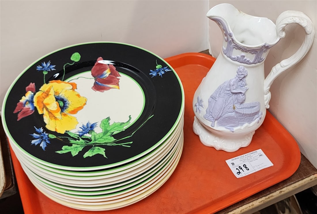 12 Old Ivory Syracuse China Nature Study Poppy Plates 10 1/2" Diam. (1 w/Tiny Chip) (1 of 10)