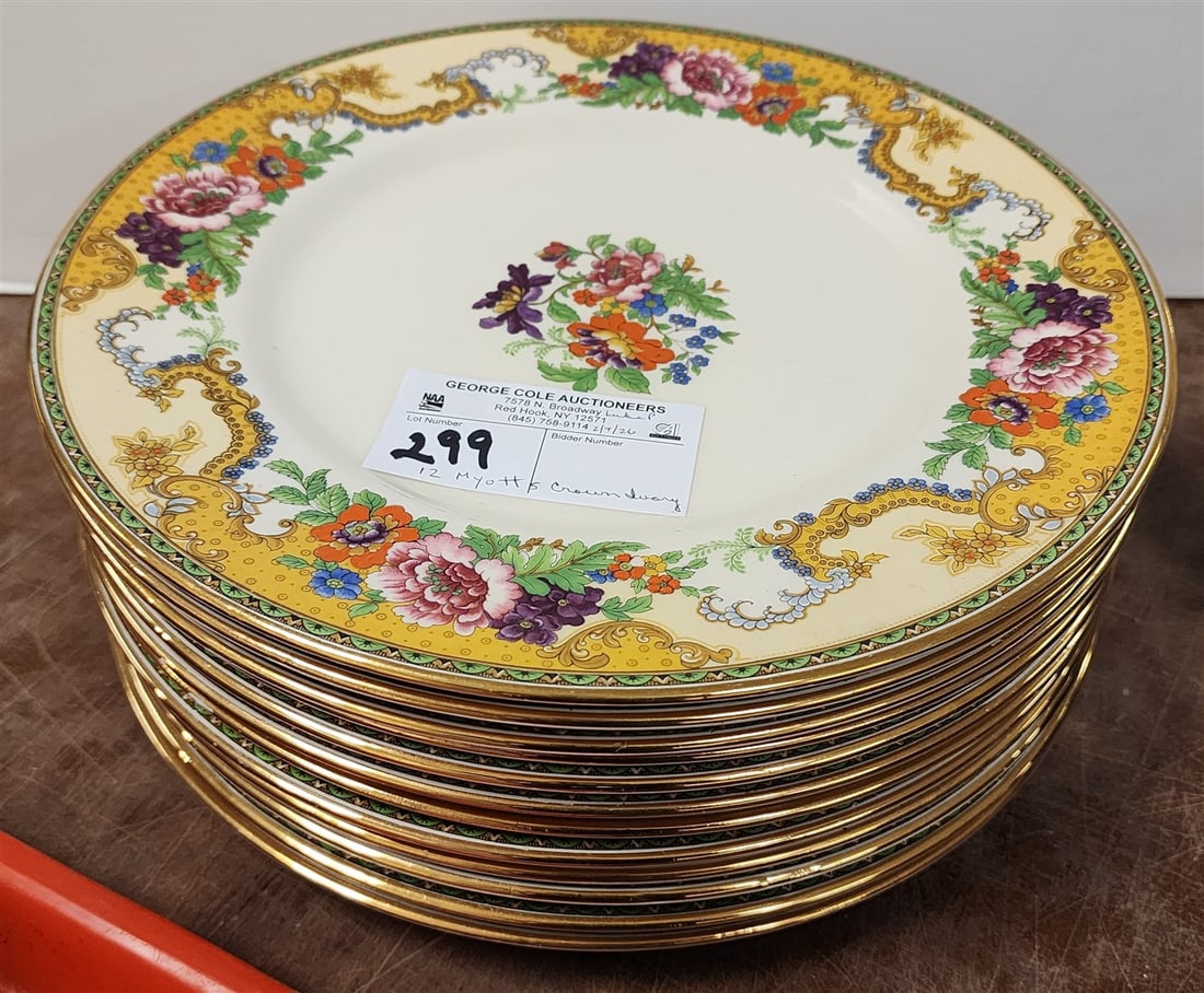 12 Myotts Crown Ivory Service Plates 10 3/4" Diam.: 12 Myotts Crown Ivory Service Plates 10 3/4" Diam.
