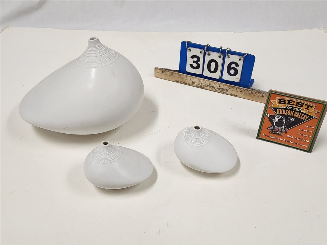 Tray 3 Rosenthal Studio Line Pollo Vases Designed By Tapio Wirkkala - 8" H X 9 1/2" W X 8 1/2" D + (1 of 8)