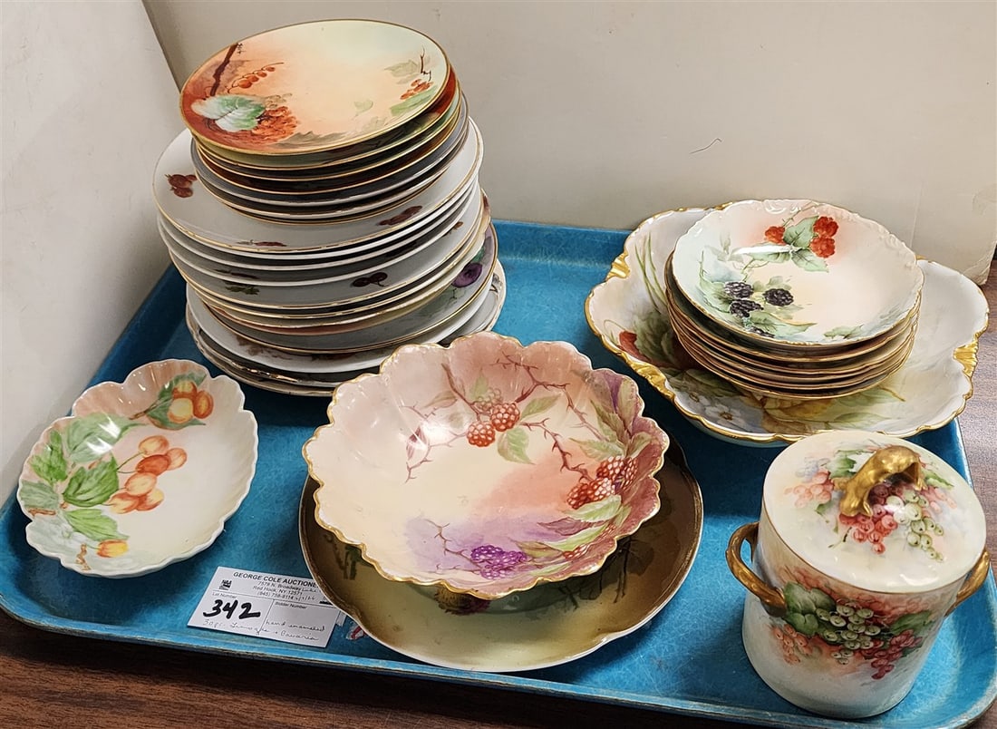 Tray 30 Pcs. Limoges & Bavarian Porcelain Hand Enameled Fruit Plates (1 of 11)