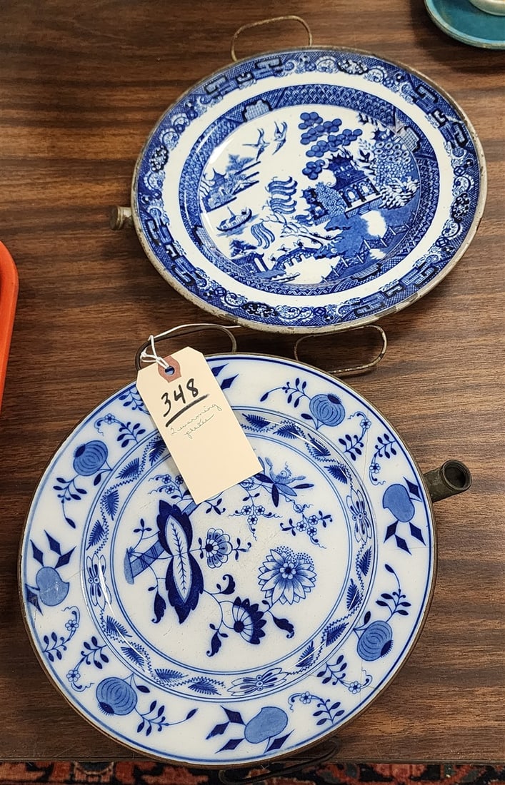 2 Warming Plates - Blue Willow Plate 10 1/4" Diam. & Onion Plate 9 1/4" (1 of 1)