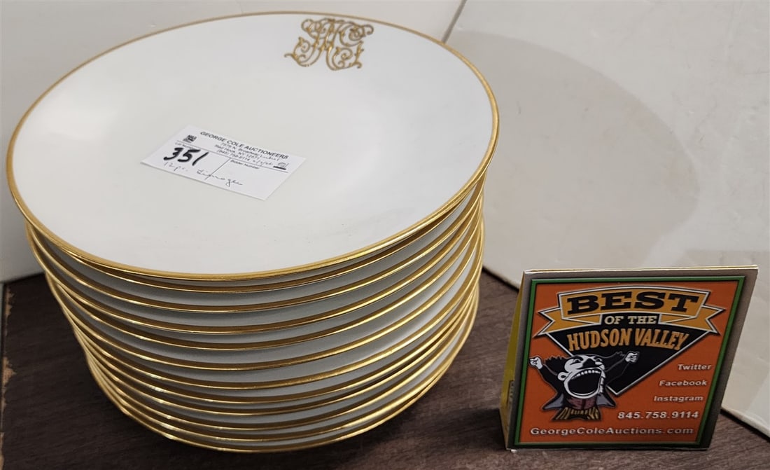 12 Limoges Monogrammed Plates 9 1/4" Diam. (1 of 3)