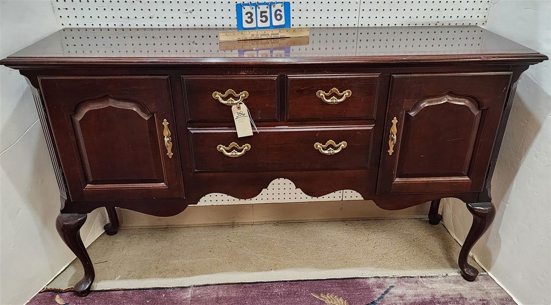 Queen Anne Style Mahogany Sideboard 33 1/2" H X 5' X 18" D (1 of 3)