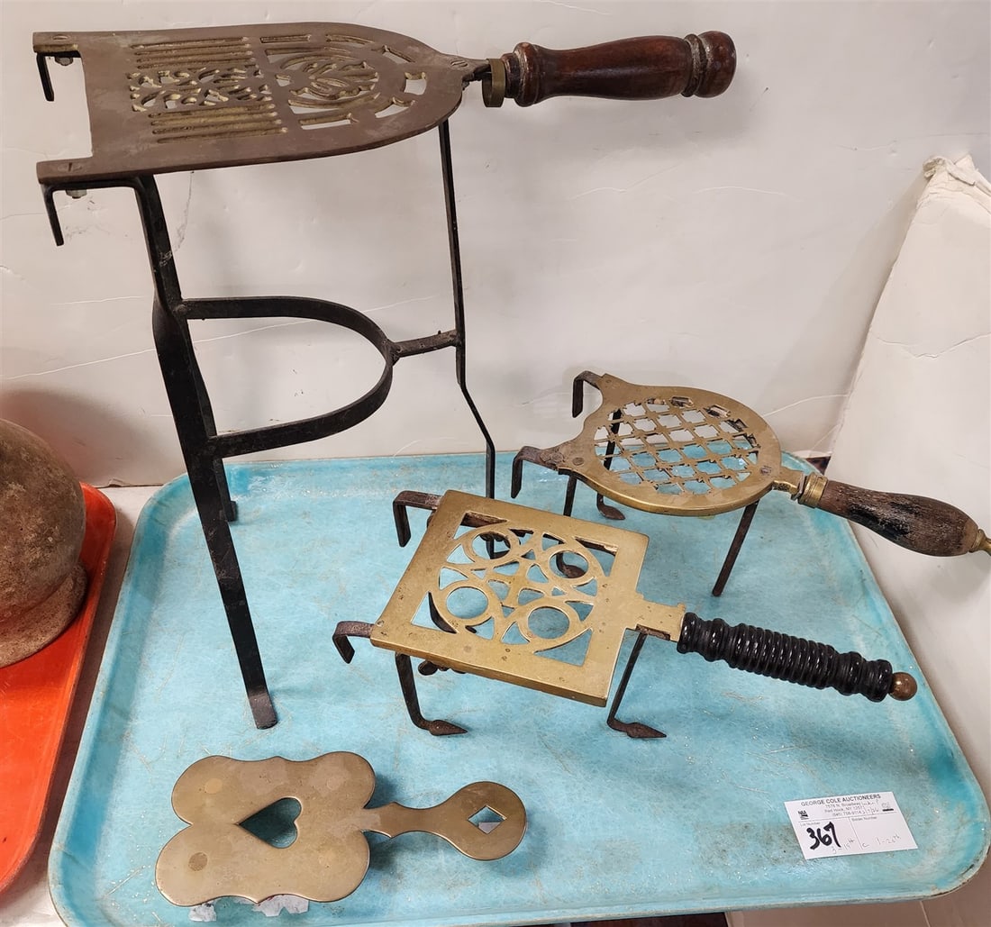 Tray 4 Trivets - 3- 19th C + 1- 20th C: Tray 4 Trivets - 3- 19th C + 1- 20th C