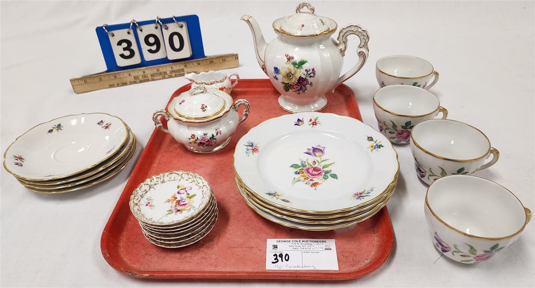 Tray Furstenberg Tea Set 14 Pc. + 7 German Salts, Etc.: Tray Furstenberg Tea Set 14 Pc. + 7 German Salts, Etc.