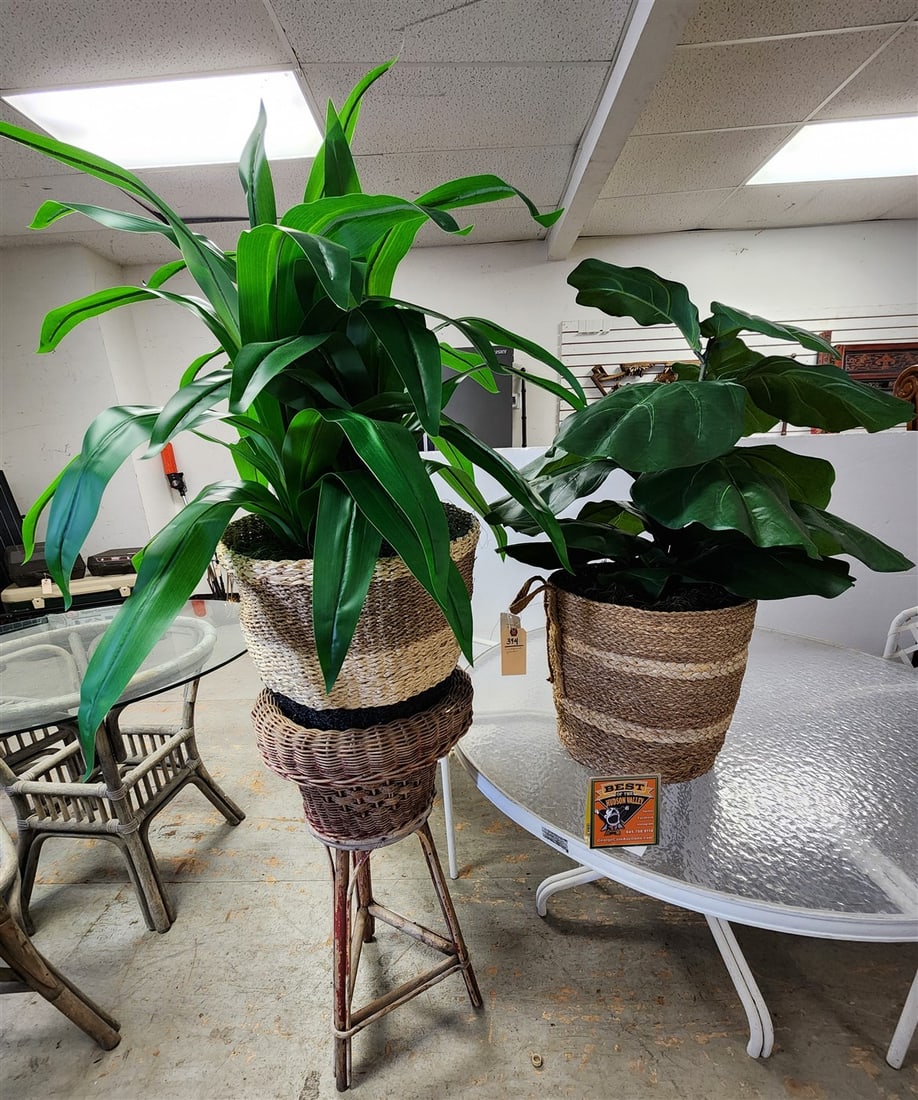 Lot 2 Artificial Plants In Baskets 34" H X 15" Diam. (1 of 1)