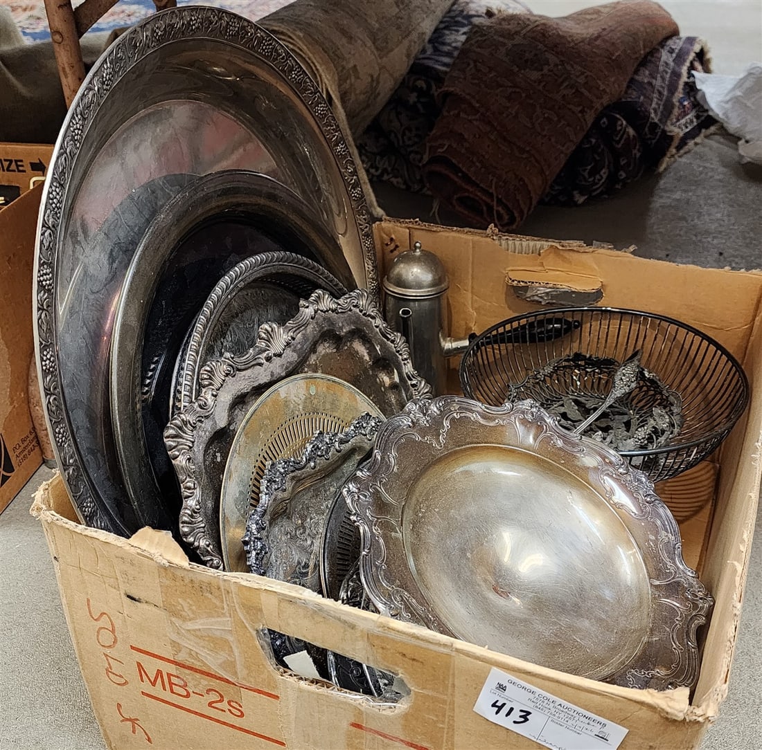 Bx Silverplate Trays & Serving Pcs. (1 of 2)