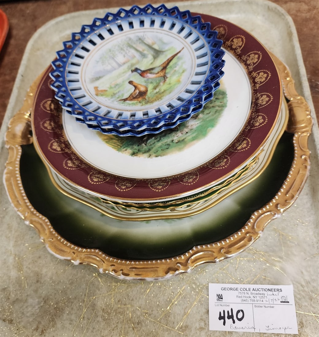 Tray Game Plates - Bavaria 12 3/4" Diam., Schwann Reticulated Plate 10 1/2" Diam., 3 Limoges 9" (1 of 8)