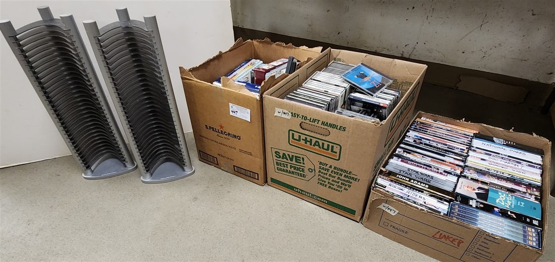 Lot 3 Bx's CD's + DVD's + 2 DVD Racks 20" (1 of 4)