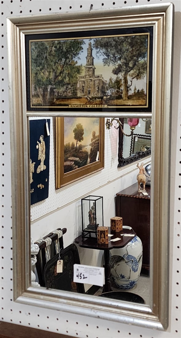 Silver Leaf Framed 2 Part Hamilton College Mirror 26" X 14 1/2" (1 of 2)