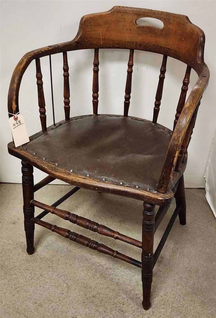 Oak Captain's Chair 30" H X 21 1/2" W X 16 1/2" D (1 of 4)
