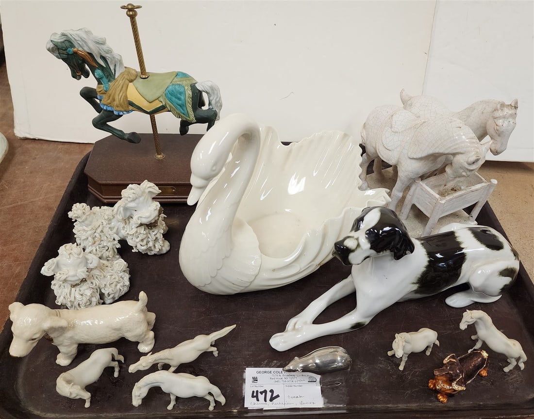 Tray Animal & Bird Figurines - Lenox Swan Bowl 8 1/2" H X 11" L X 8 1/2", Chinese Glazed Terracotta (1 of 9)