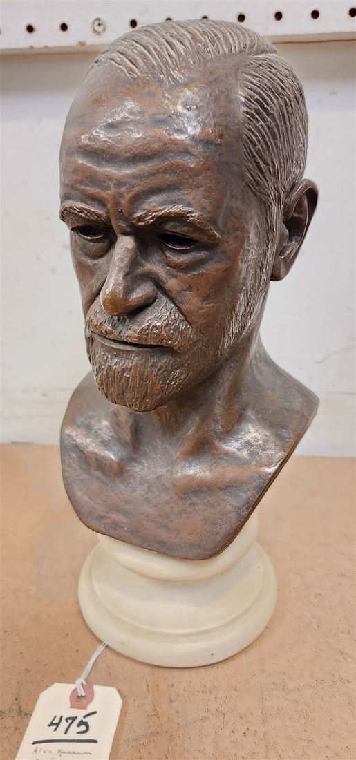 Alva Museum Replica Bust Of Sigmund Freud Sgnd Leo Cherne 1958 13 1/2" H: Alva Museum Replica Bust Of Sigmund Freud Sgnd Leo Cherne 1958 13 1/2" H