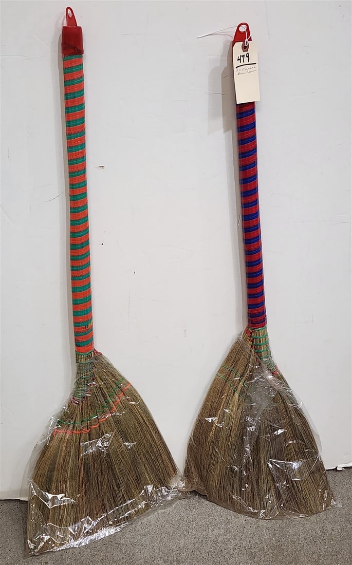 2 Vietnamese Straw Brooms 38 1/2": 2 Vietnamese Straw Brooms 38 1/2"