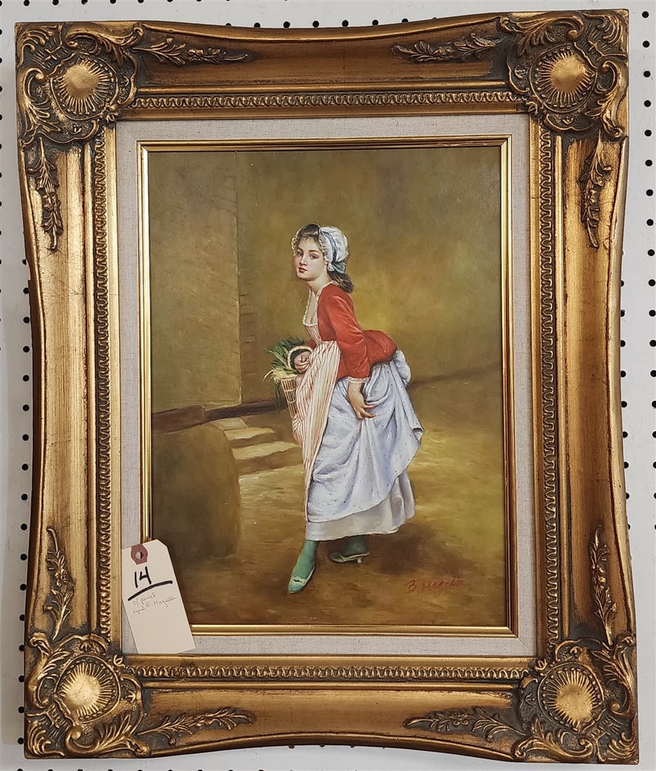 O/P Of A Maiden Sgnd B. Magella 16" X 12" w/Frame 23" X 19": O/P Of A Maiden Sgnd B. Magella 16" X 12" w/Frame 23" X 19"