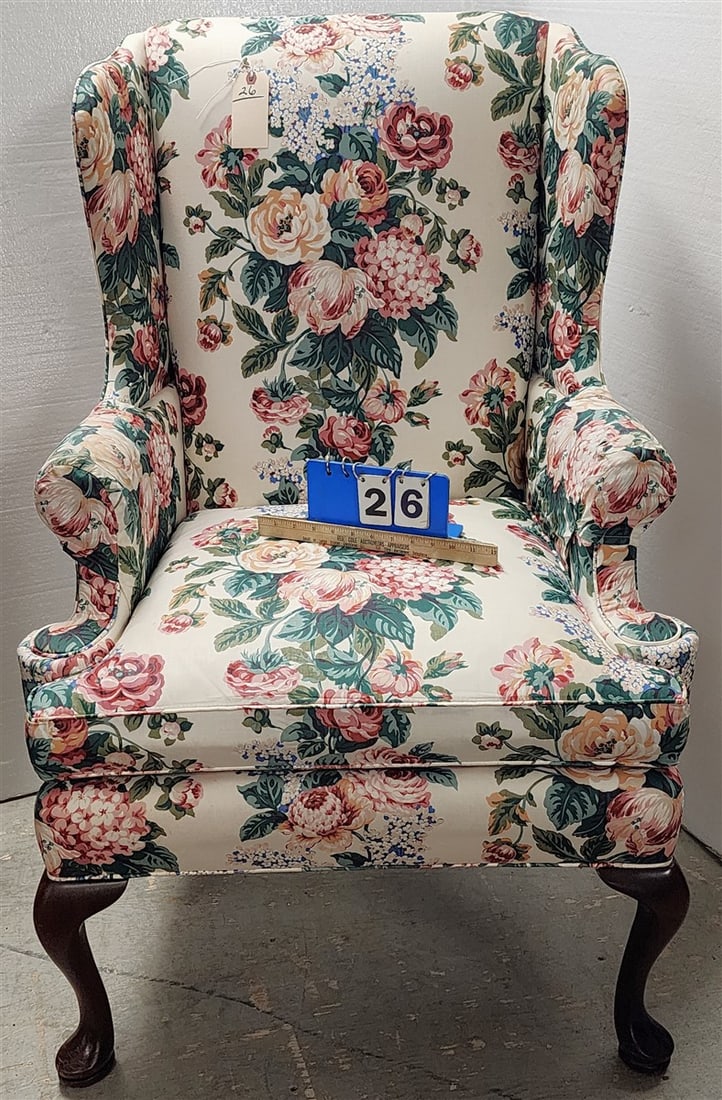 Uphols. Wing Chair 44" H X 29" W X 19" D: Uphols. Wing Chair 44" H X 29" W X 19" D