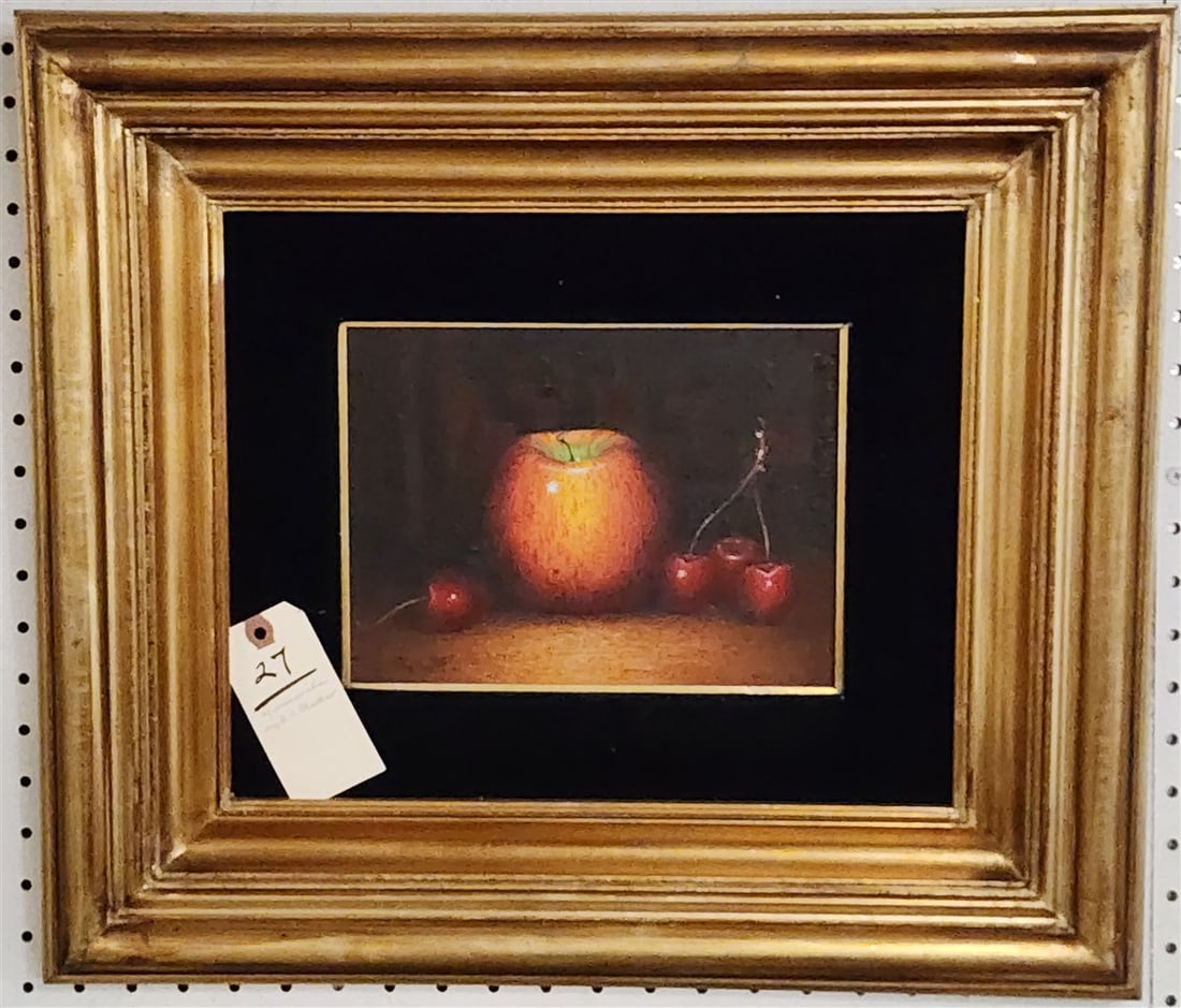 Oil On Masonite Still Life Sgnd C. Pfeiffer 7" X 9 1/2" w/Frame 18 1/4" X 20 3/4": Oil On Masonite Still Life Sgnd C. Pfeiffer 7" X 9 1/2" w/Frame 18 1/4" X 20 3/4"