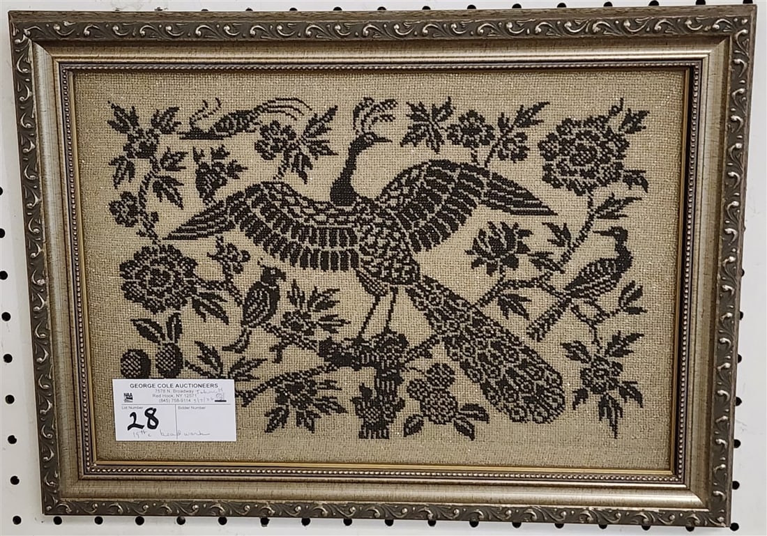 Framed 19th C Beadwork 9" X 13 1/2" w/Frame 12" X 16" (1 of 4)