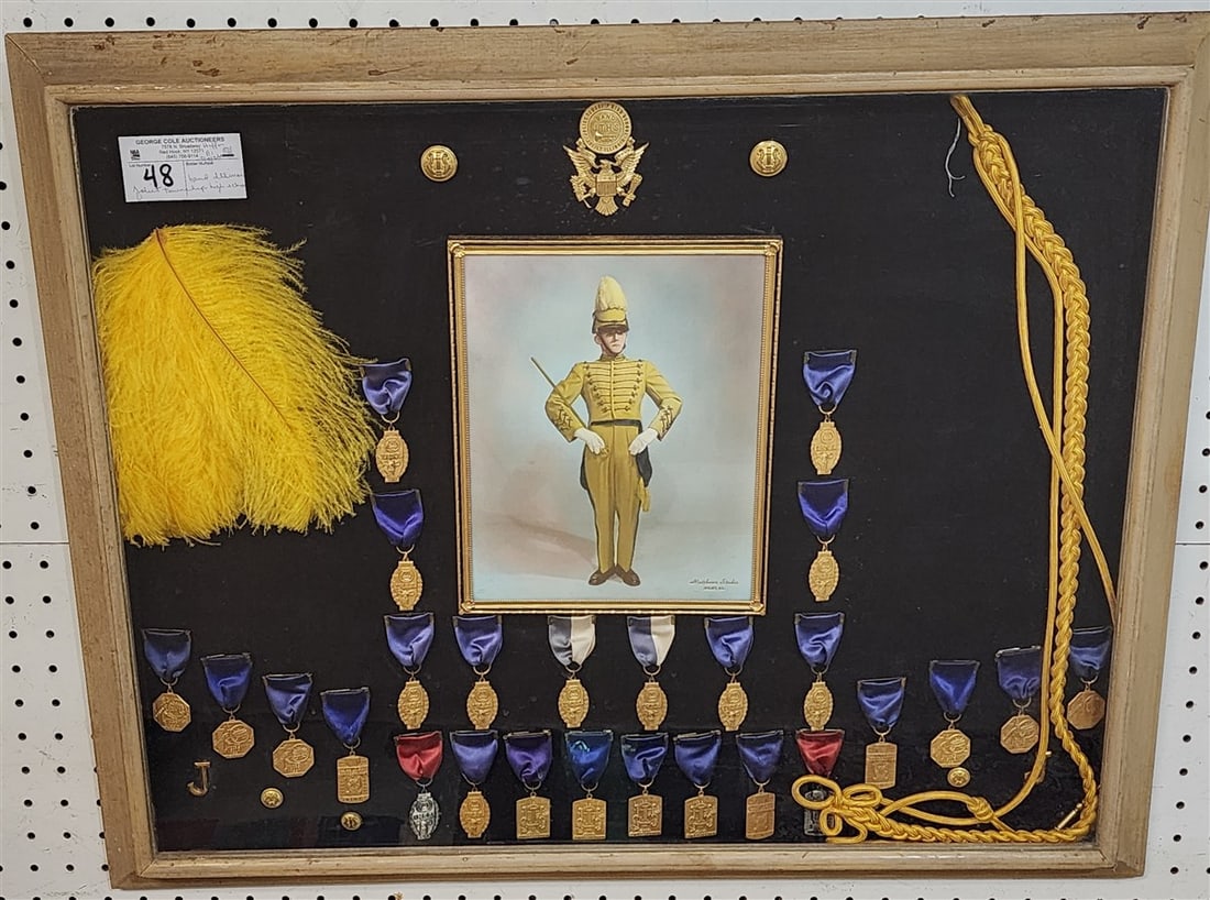 Shadow Box Framed Photo Of A Band Master w/Medals Joliet Township High School Band Illinois 23 1/2": Shadow Box Framed Photo Of A Band Master w/Medals Joliet Township High School Band Illinois 23 1/2" X 29"