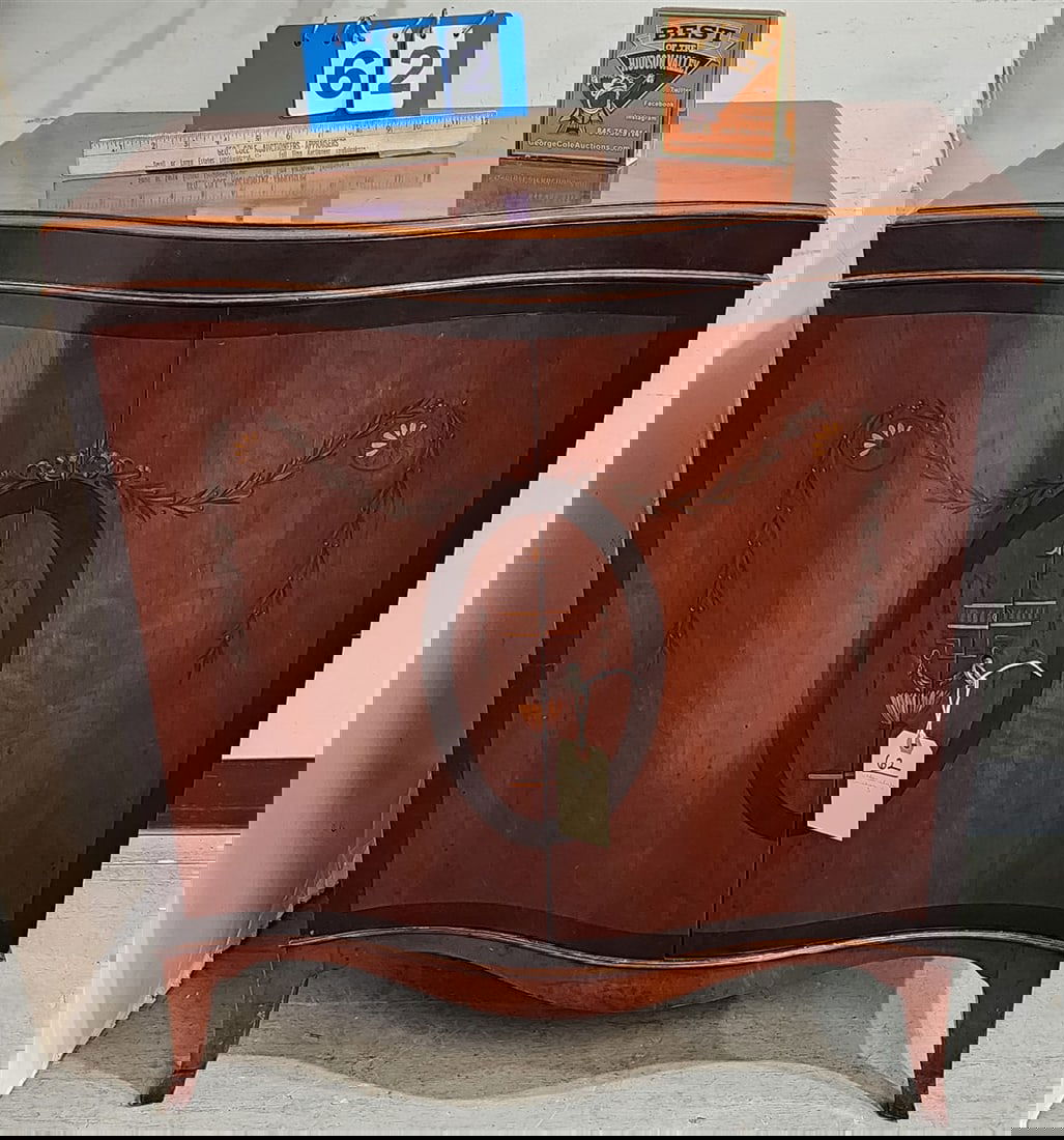 Mahogany Adams Style 2 Door Cabinet w/Ptd. Decoration 33 1/2" H X 28" W X 17 3/4" D (1 of 4)