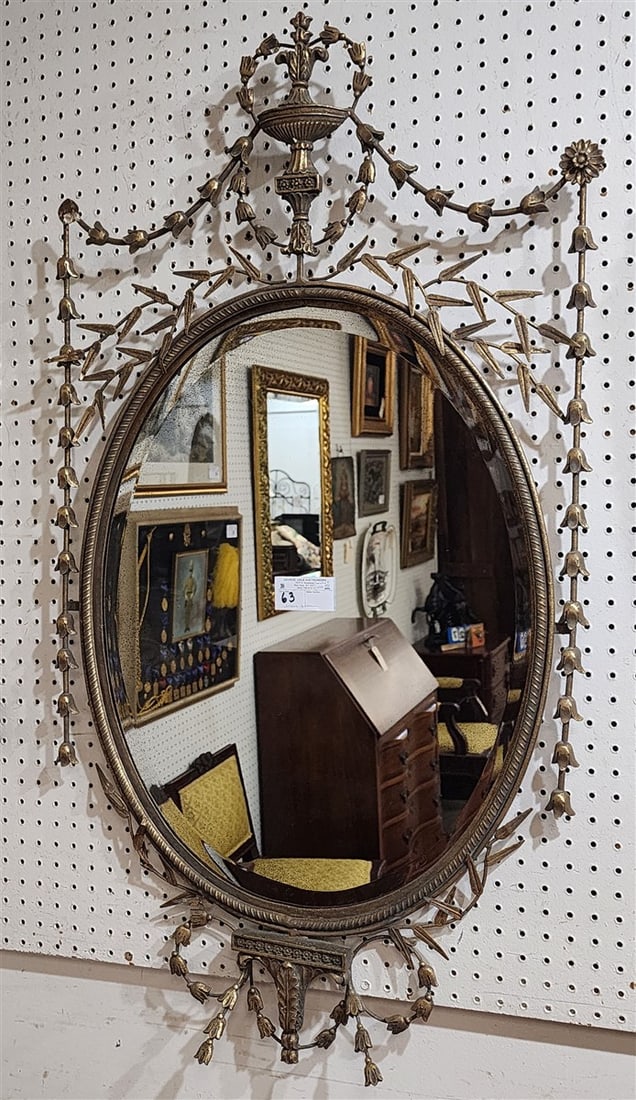 Brass Framed Bevelled Mirror 46" X 26" (1 of 4)