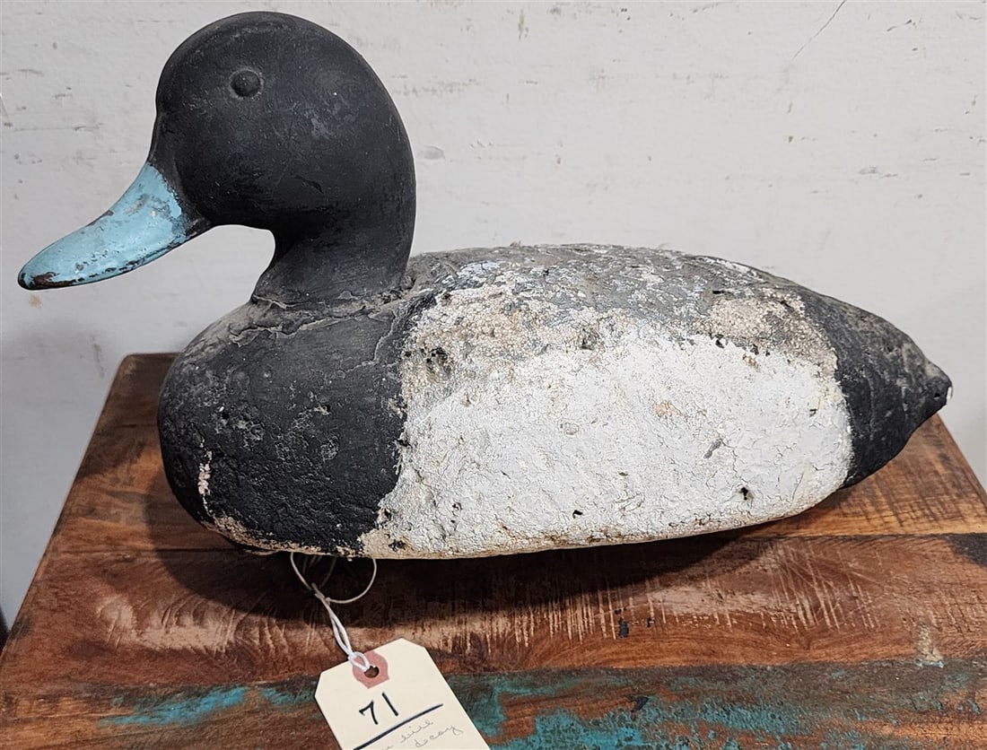 Blue Bill Drake Duck Decoy 9 1/2" H X 16" L X 7 1/2" D (1 of 3)