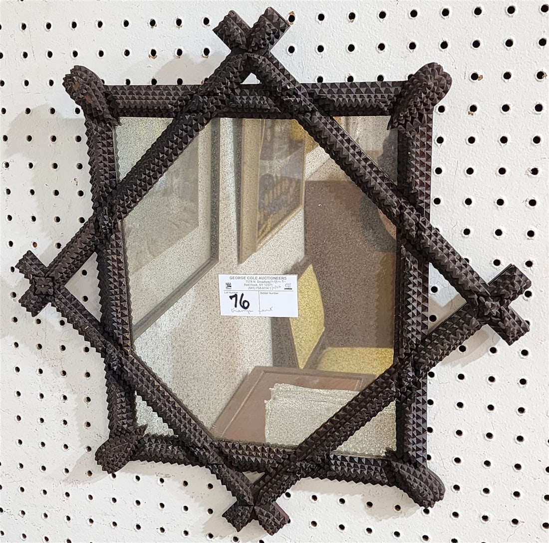 Tramp Art Framed Mirror 18 1/2" Sq. (1 of 5)