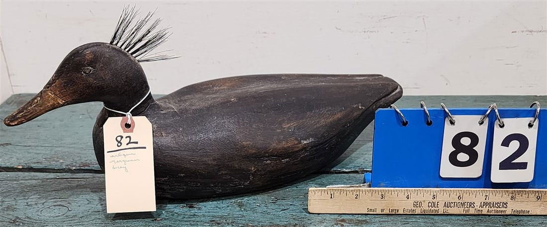 Antique Merganser Decoy 8" H X 18 1/2" L X 6 1/2" W: Antique Merganser Decoy 8" H X 18 1/2" L X 6 1/2" W