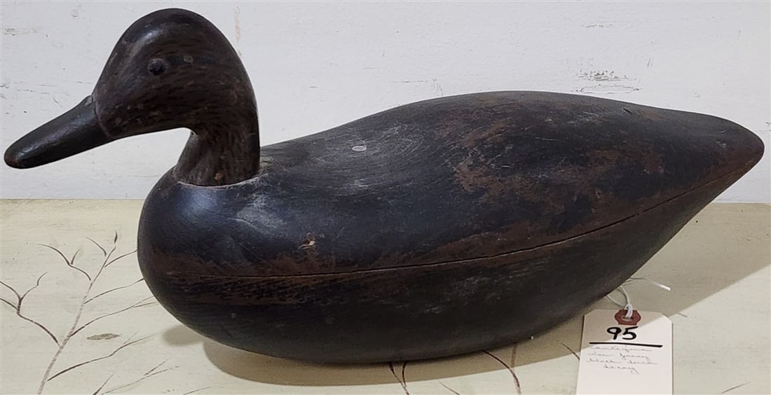 Antique New Jersey Black Duck Decoy 8" H X 16 1/2" L X 6" D (1 of 4)