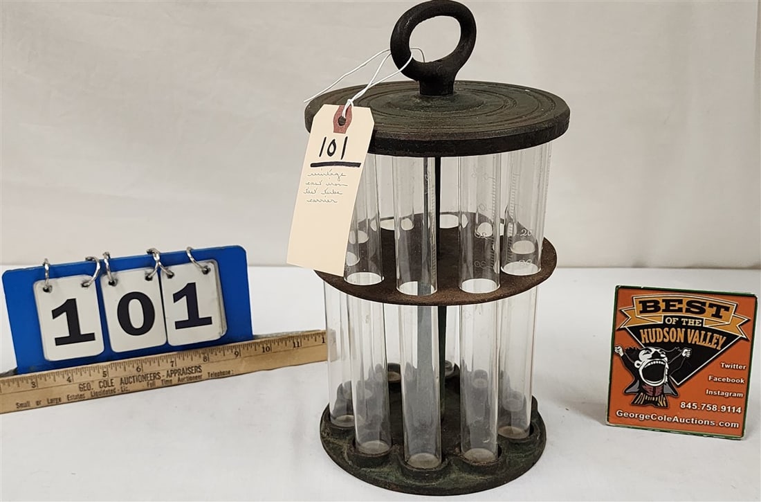 Vintage Cast Iron Test Tube Carrier (From The Livingston Estate, Teviotdale): Vintage Cast Iron Test Tube Carrier (From The Livingston Estate, Teviotdale)