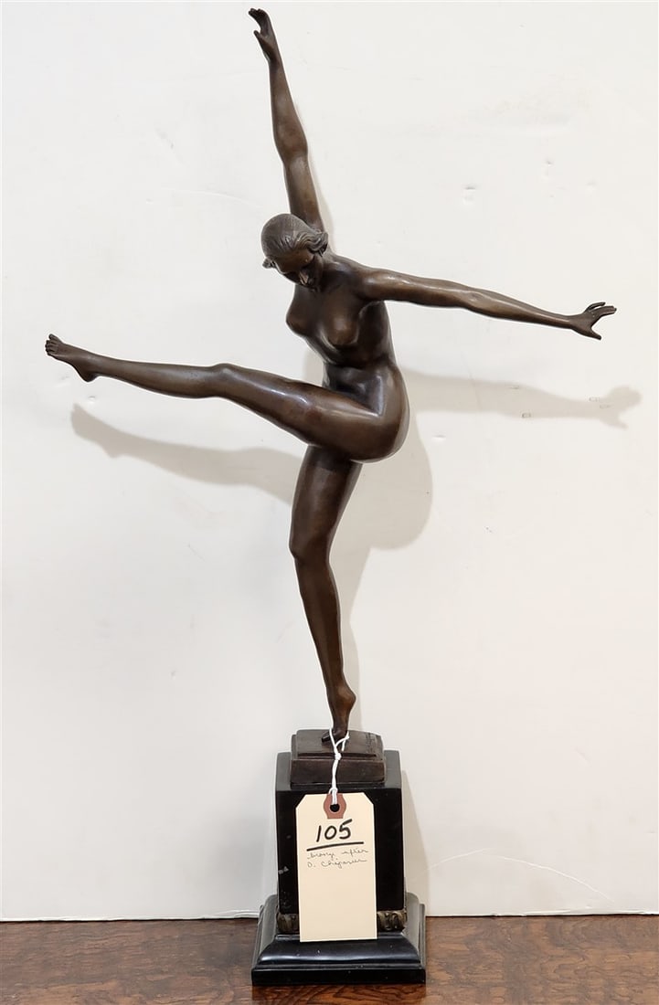 Bronze Deco Dancer After D. Chiparus 24" H: Bronze Deco Dancer After D. Chiparus 24" H