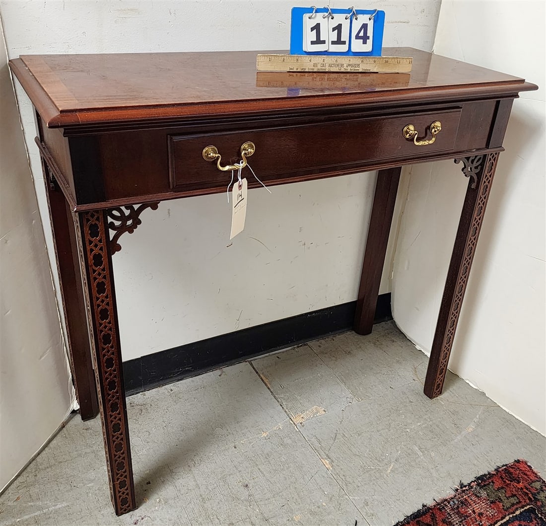 Mahogany & Burl Walnut 1 Drawer Console Table 32 1/2" H X 36" W X 15" D (1 of 4)