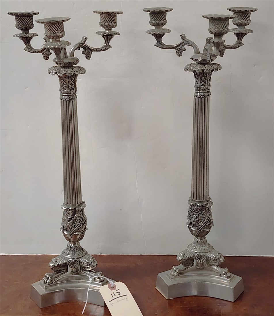 Pr. Bronze Neoclassical Style Candelabras 19" H (From The Livingston Estate, Teviotdale) (1 of 3)