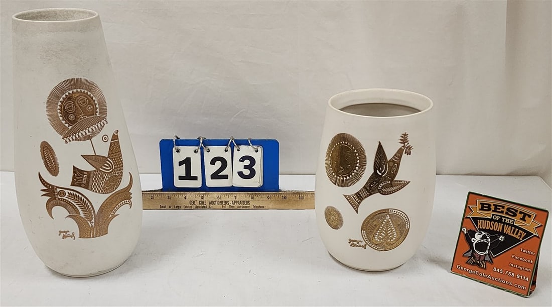 Tray 2 MCM Georges Briard Vases Made By Hyalyn Pottery Co. - 12" + 8 1/4": Tray 2 MCM Georges Briard Vases Made By Hyalyn Pottery Co. - 12" + 8 1/4"