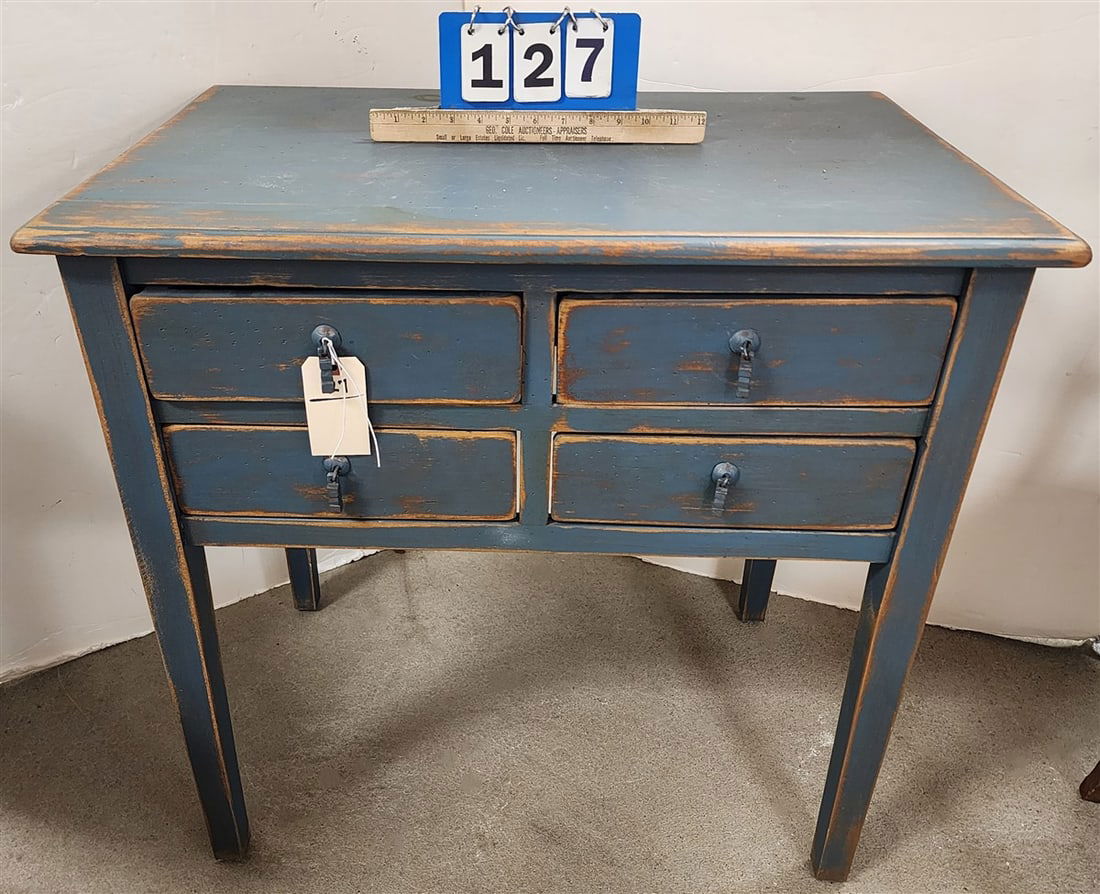 Blue 4 Drawer Stand 30" W X 20" D: Blue 4 Drawer Stand 30" W X 20" D