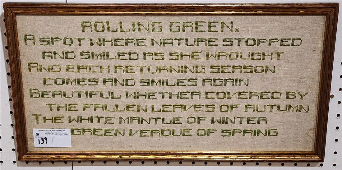 Framed Needlework Saying 10 1/2" X 22" w/Frame 12" X 23 1/2": Framed Needlework Saying 10 1/2" X 22" w/Frame 12" X 23 1/2"