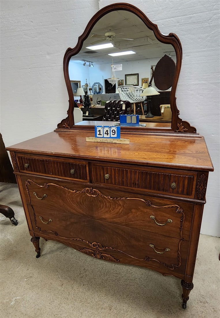 Walnut 4 Drawer Dresser 71" H X 4' W X 21 1/2" D (1 of 3)