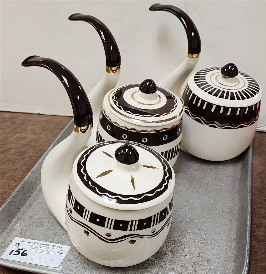 Tray 3 Sascha B. Ceramic Pipe Form Covered Jars: Tray 3 Sascha B. Ceramic Pipe Form Covered Jars