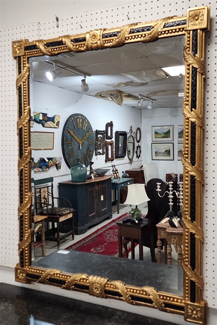 Gilt & Ebonized Framed Bevelled Mirror 46 1/2" X 36 1/2" (1 of 2)