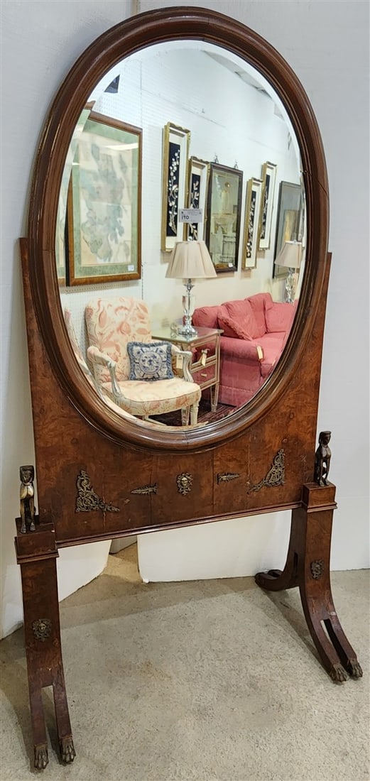 Empire Style Mahogany Bevelled Cheval Mirror 6'7" H X 44" W X 24" D (1 of 5)