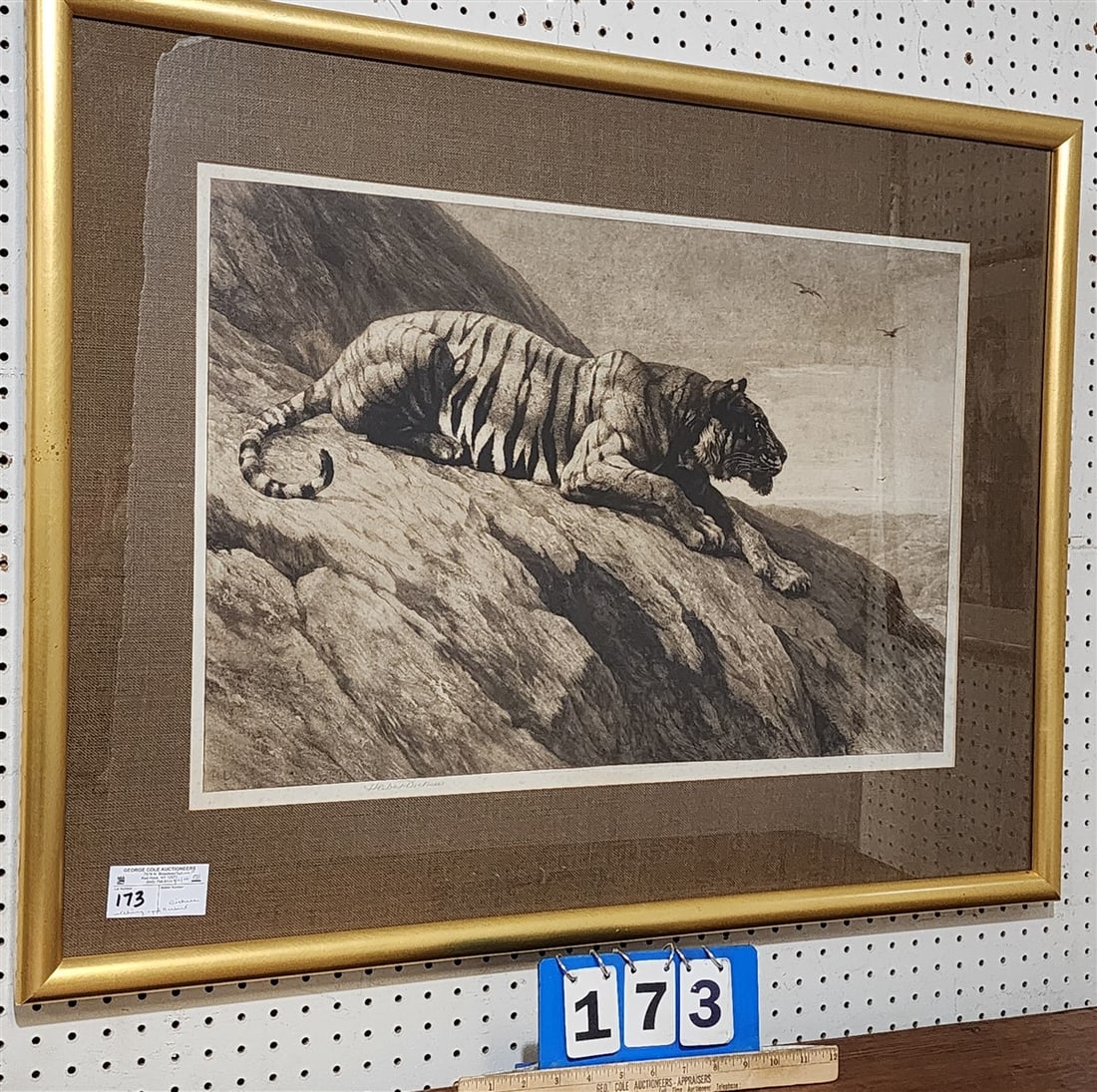 Framed Etching 'The Watcher On The Hill' Pencil Sgnd Herbert Dicksee 19" X 27 1/2" w/Frame 29 1/2" X: Framed Etching 'The Watcher On The Hill' Pencil Sgnd Herbert Dicksee 19" X 27 1/2" w/Frame 29 1/2" X 37"