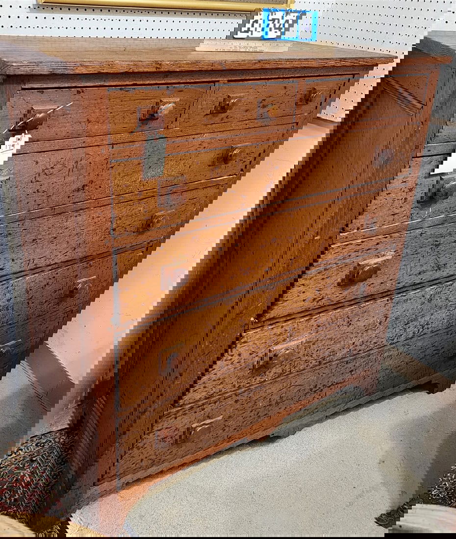 19th C Chestnut 6 Drawer Chest 19th C 50 1/2" H X 48 1/2" W X 22" D (1 of 4)