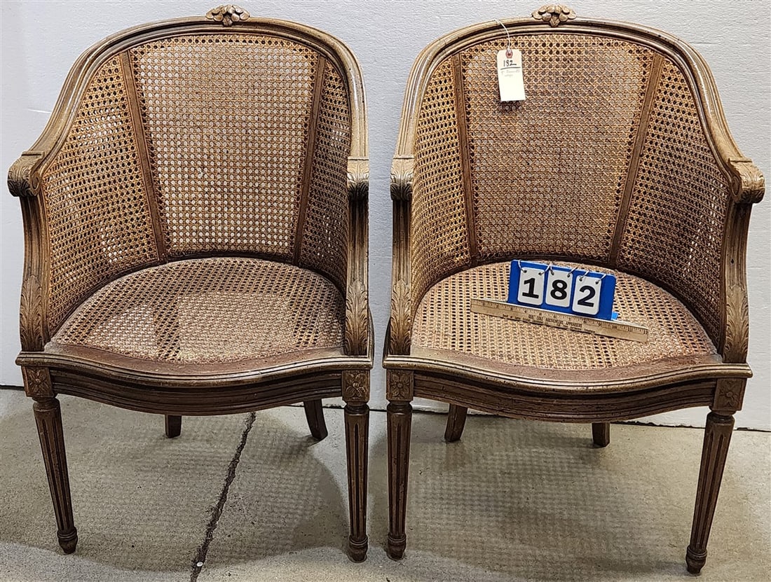 Pr. Louis XV Style Armchair w/Cane Back & Seat 35" H X 23" W X 18 1/2" D (1 of 3)