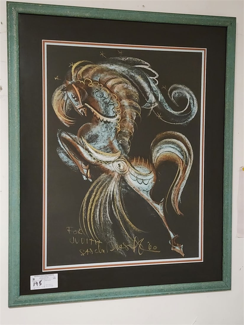 Framed Pastel Sgnd Sascha Brastoff 1960 23 1/2" X 17 1/2" w/Frame 31 1/2" X 25 1/2": Framed Pastel Sgnd Sascha Brastoff 1960 23 1/2" X 17 1/2" w/Frame 31 1/2" X 25 1/2"