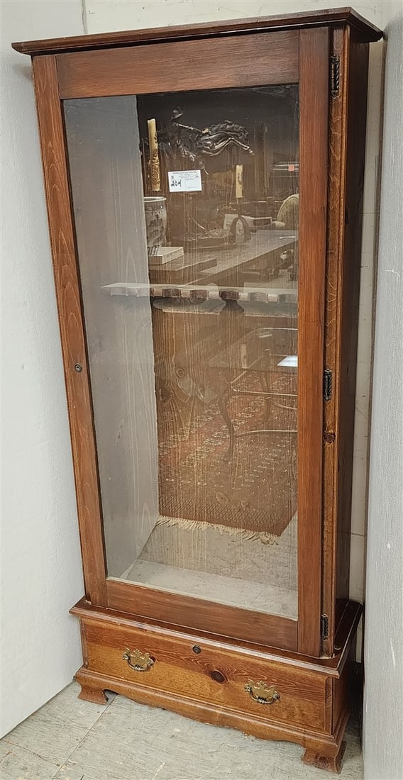 Pine Gun Safe 1 Door Over 1 Drawer 65" H X 29" W X 11" D (No Key) (1 of 1)