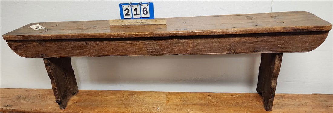 Primitive Pine Bench 18 1/2" H X 5' L X 10 1/2" W (1 of 3)