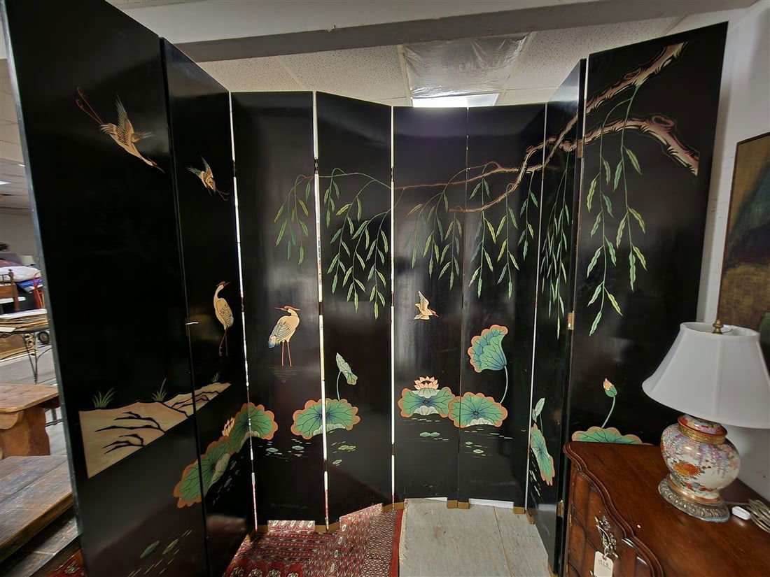 Chinese 8 Panel Lacquer Screen 7'11" H X 16" W Ea. Panel (1 of 11)