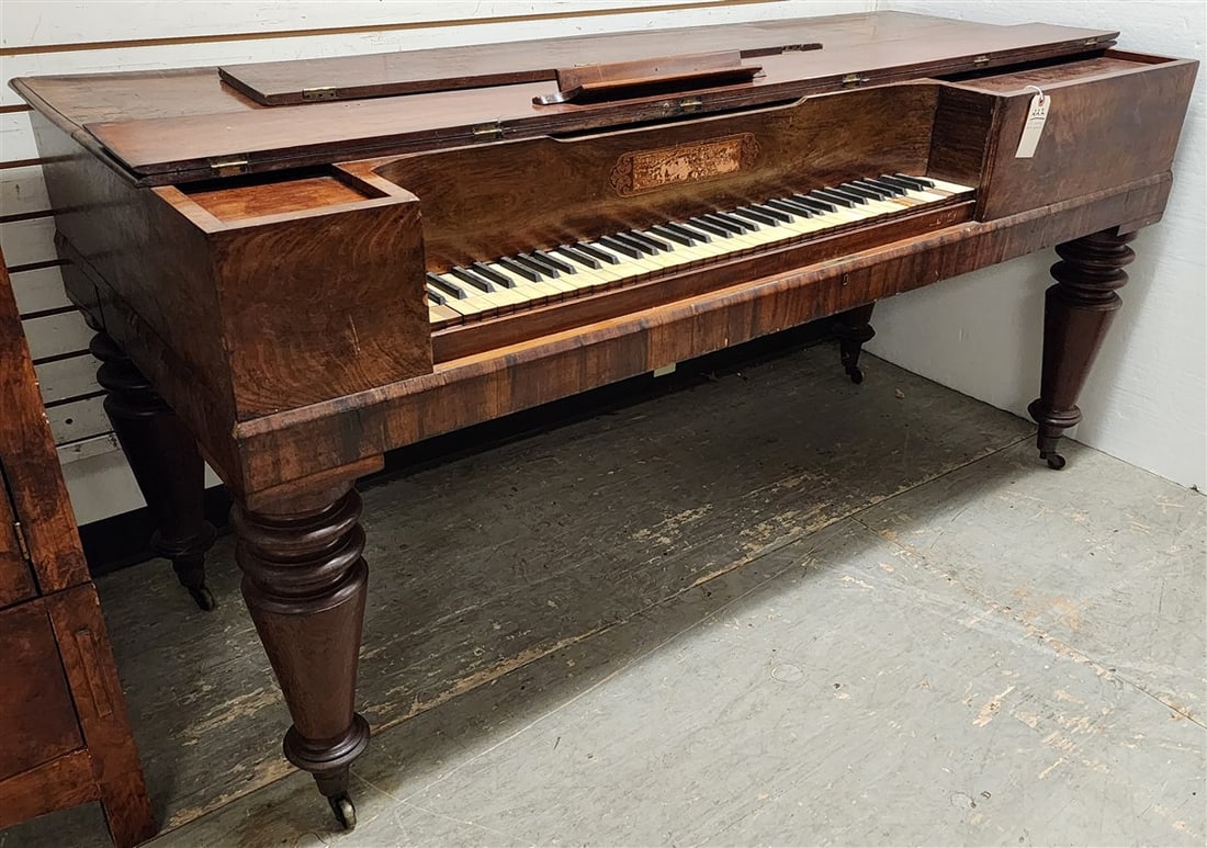 19th C Mahogany Forte Piano 34 1/2" H X 71" W X 29" D (1 of 3)