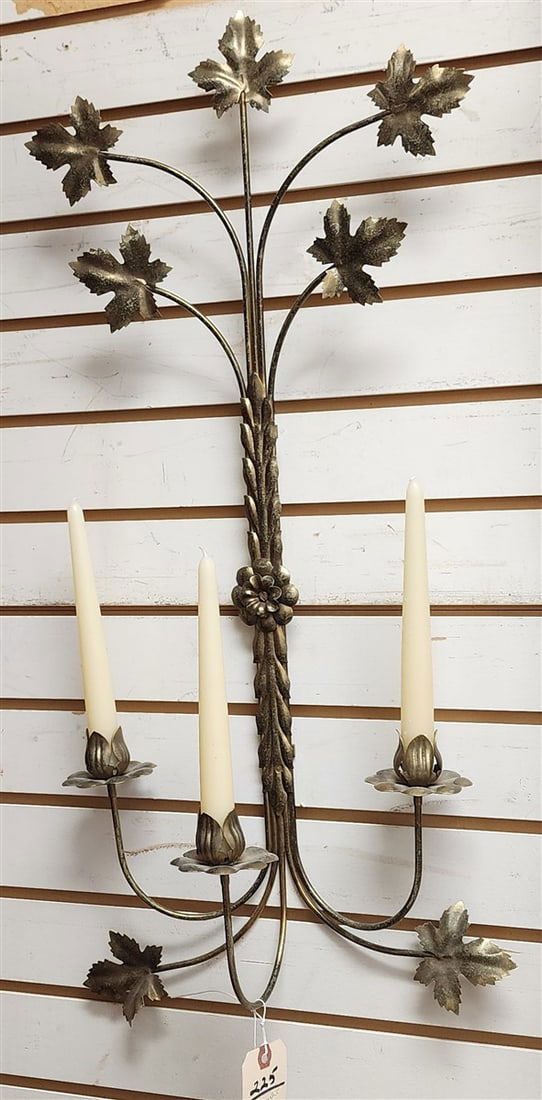 Pr. Wrought Candle Sconces 28 1/2" H X 13 1/2" W: Pr. Wrought Candle Sconces 28 1/2" H X 13 1/2" W
